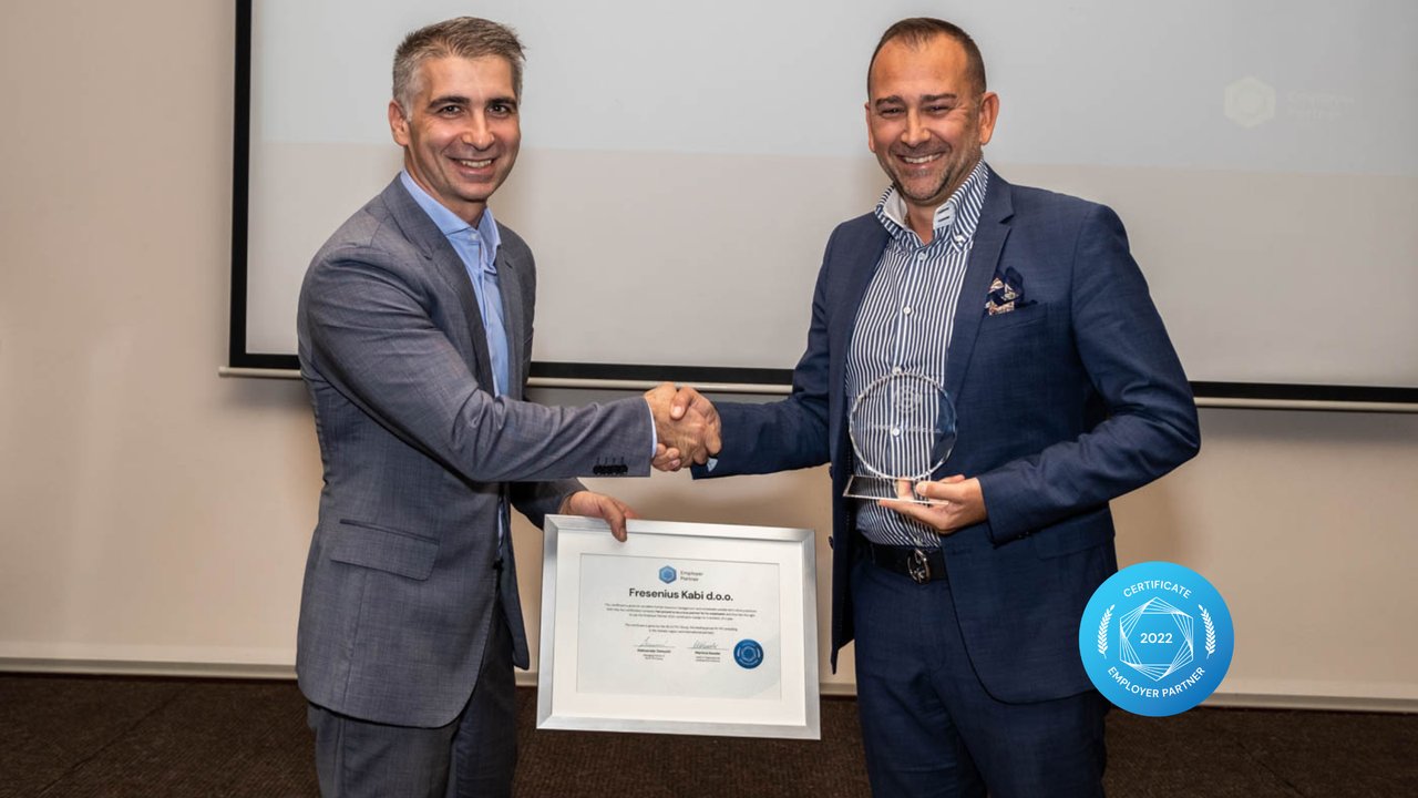Fresenius Kabi Kroatien erneut als Arbeitgeberpartner ausgezeichnet aufgrund überdurchschnittlicher Investitionen in Mitarbeiter