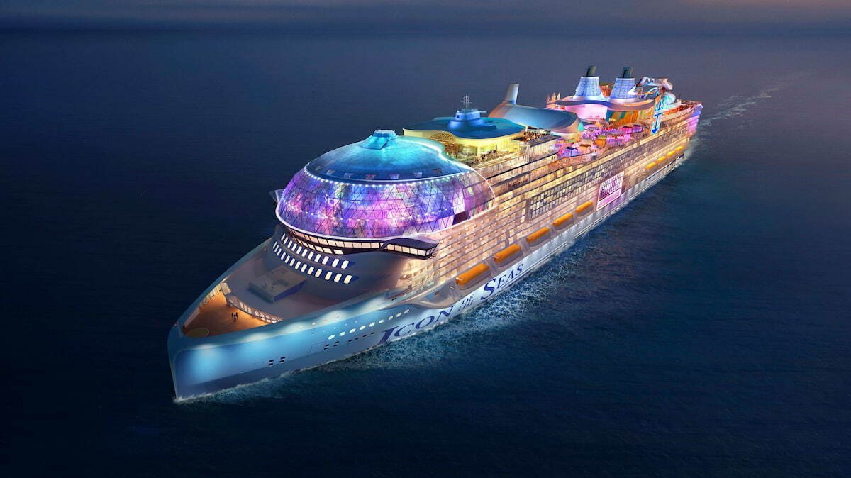 Das größte Kreuzfahrtschiff der Welt, Icon of the Seas, bereit zur Abfahrt Anfang 2024.