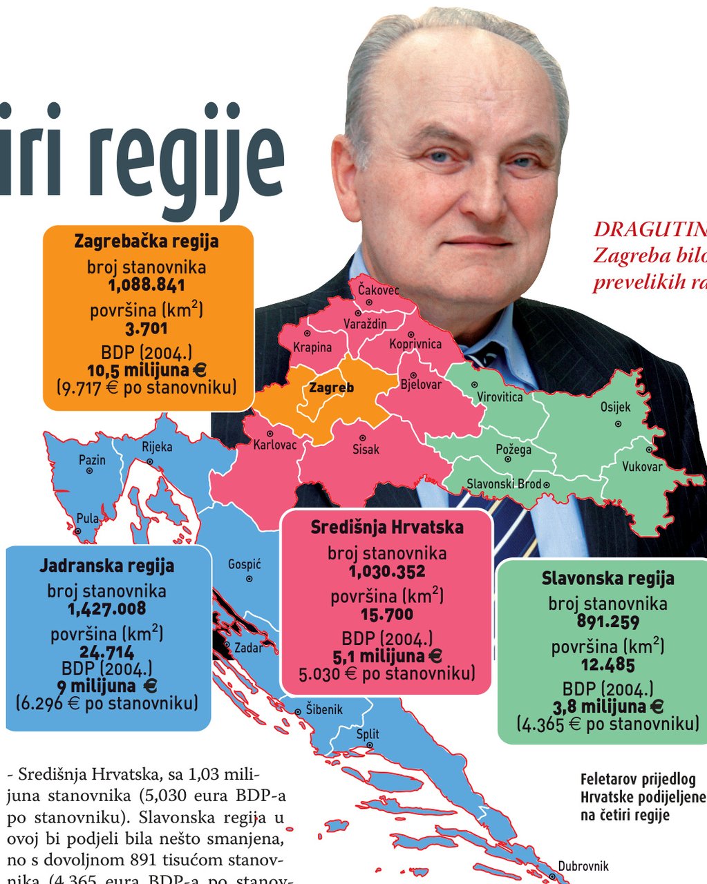 FELETAR: Hrvatska mora imati četiri regije